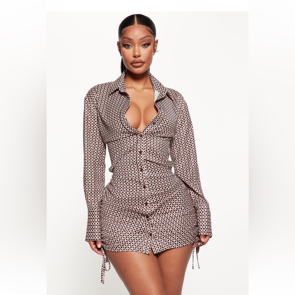 Brown and cream dress